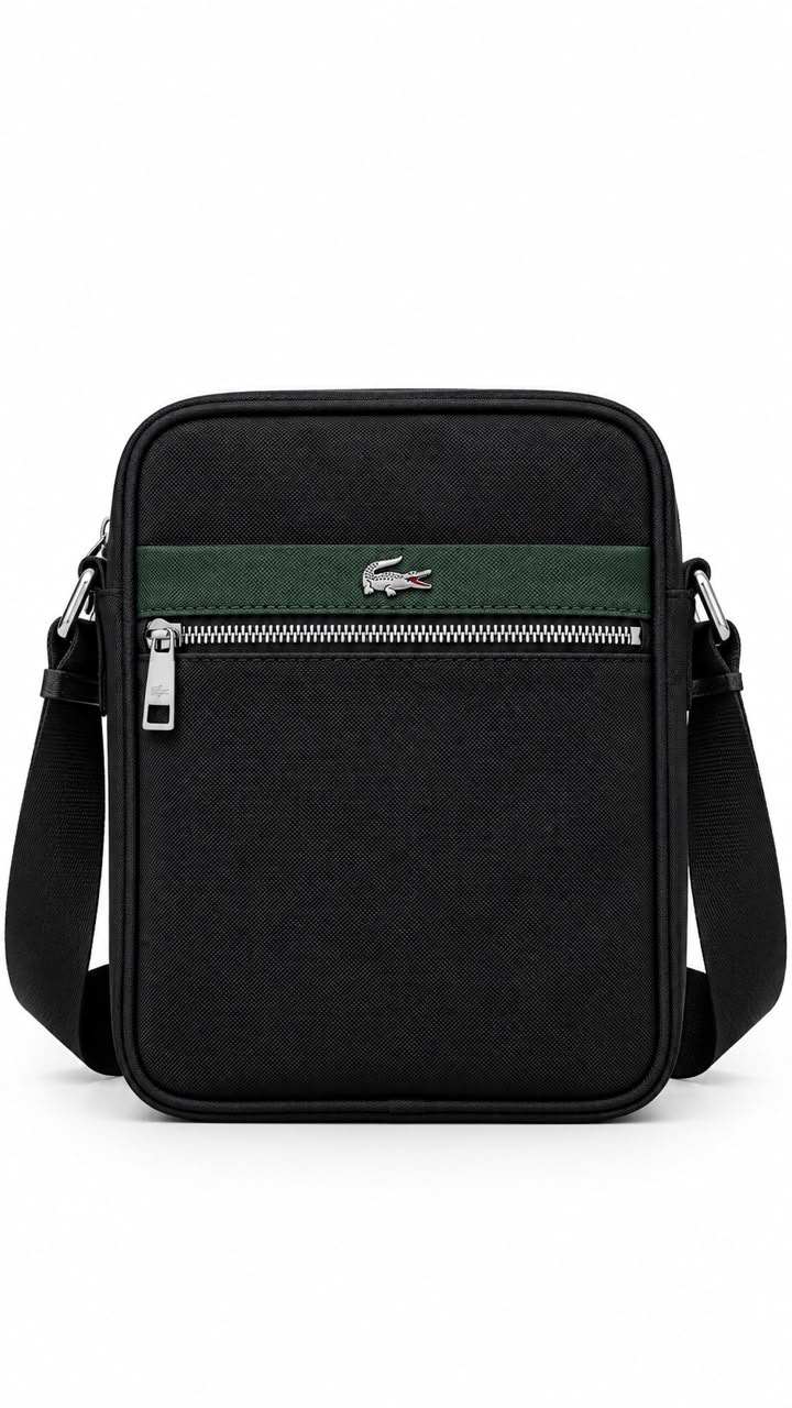 Lacoste қара иыққа асатын сөмкесі, жасыл қыстырмасымен